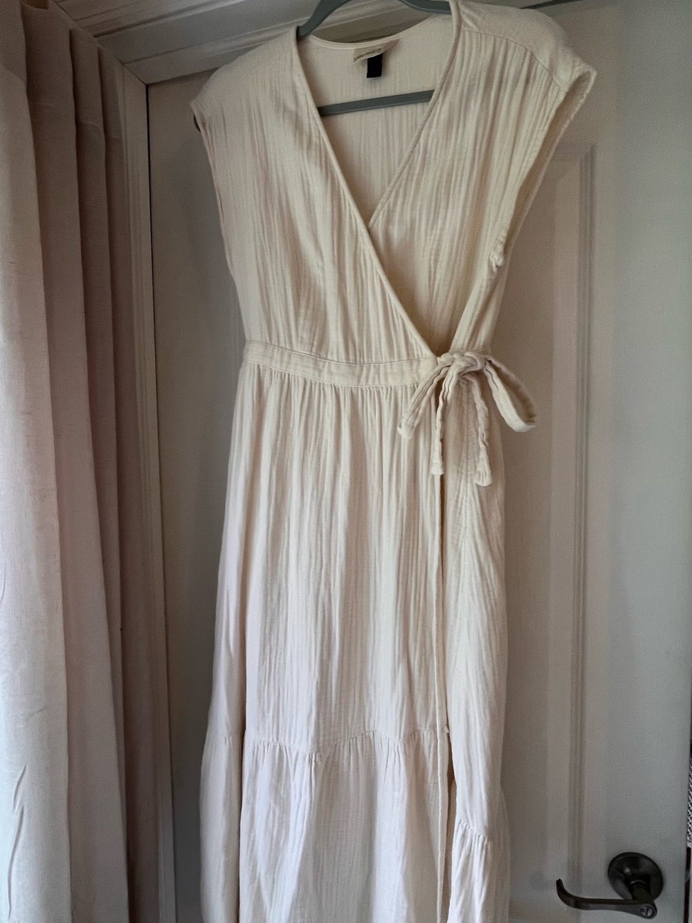 Universal Cream Wrap Maxi Dress with Side Tie